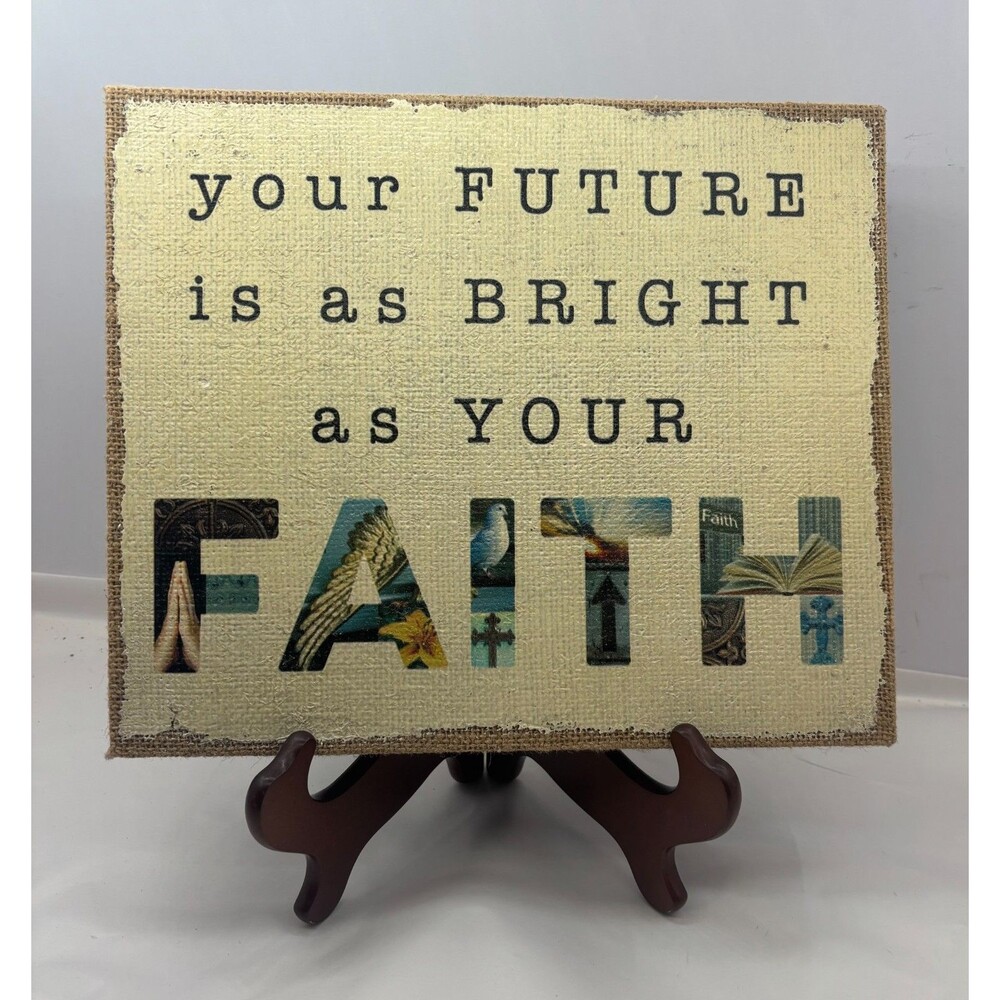 GiftCraft Your Future Is As Bright As Your Faith Burlap Wall Art